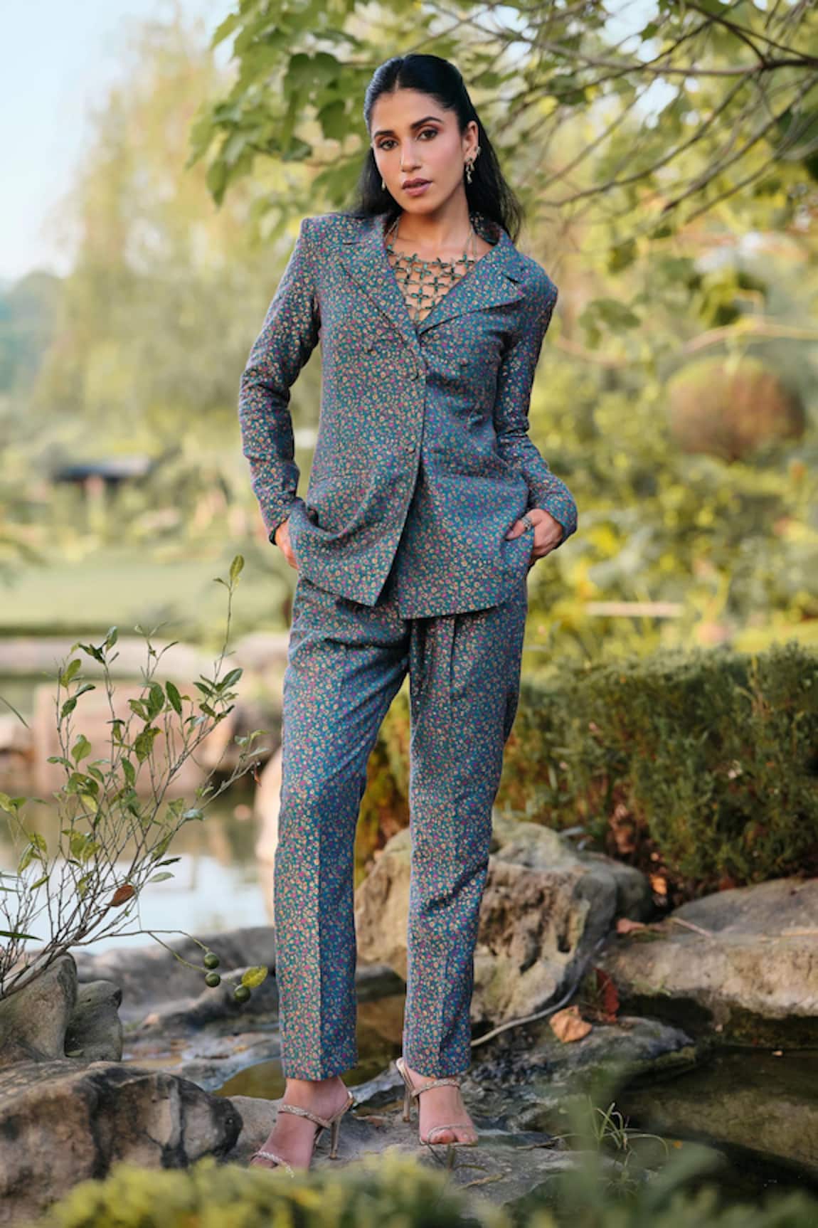 Safaa La Cote Dazur Kani Woven Blazer & Pant Set