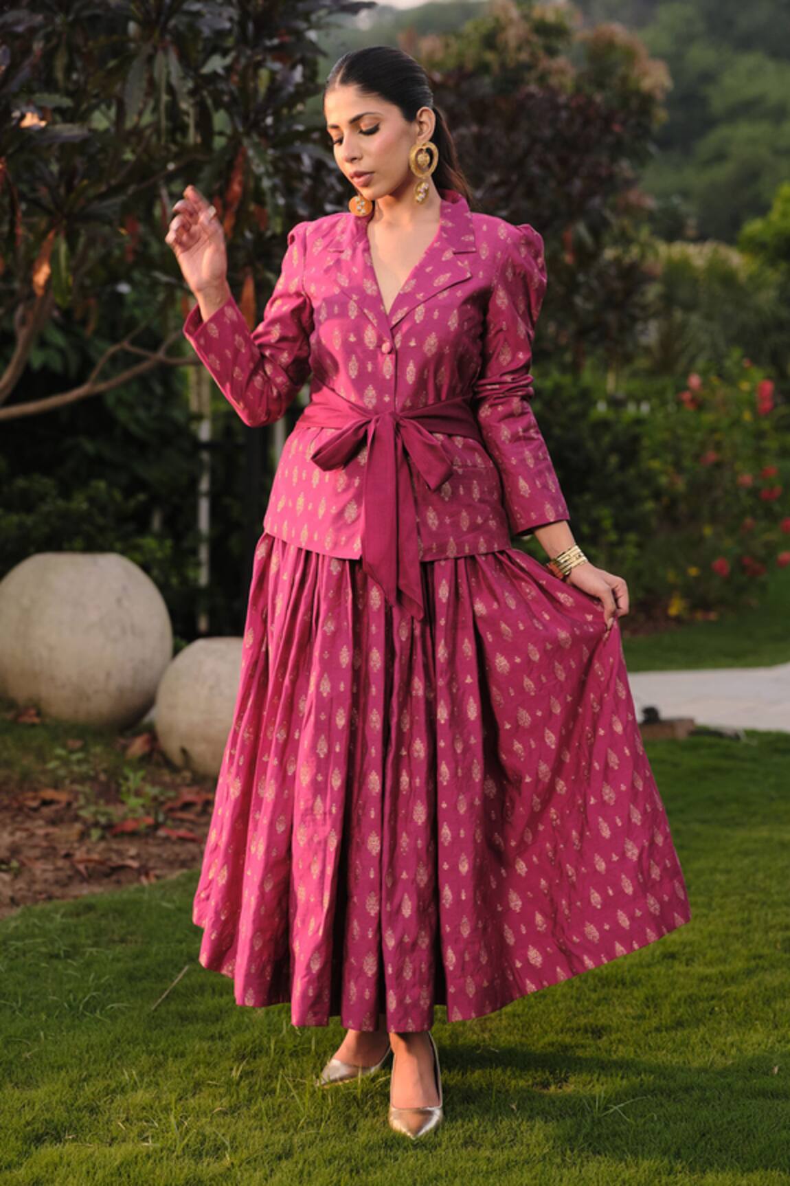 Safaa La Belle De Jour Woven Blazer & Skirt Set