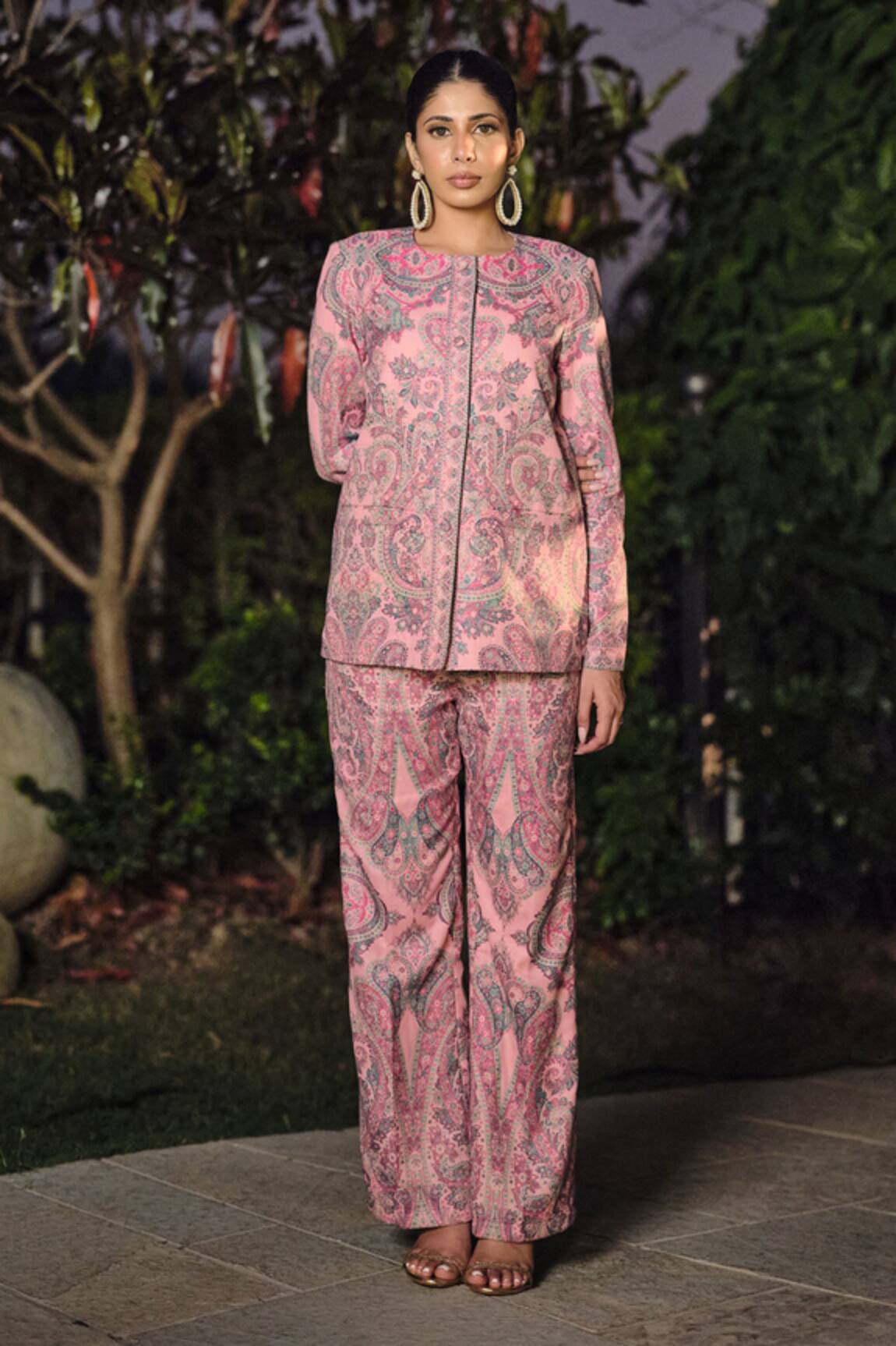 Safaa Le Roseau Kani & Paisley Woven Pant Set
