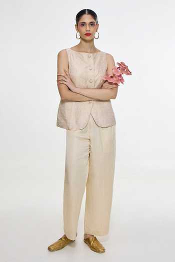 Ekaya Banaras Handwoven Waistcoat & Pant Set 