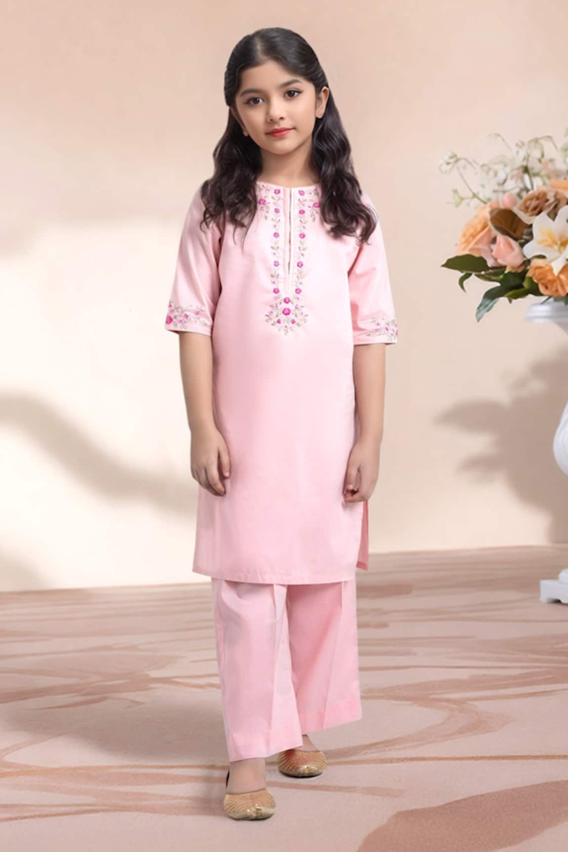 Petite Pomme Embroidered Tunic With Pant 