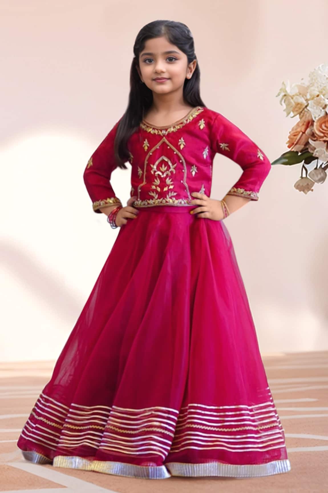 Petite Pomme Gota Patti Work Lehenga With Blouse