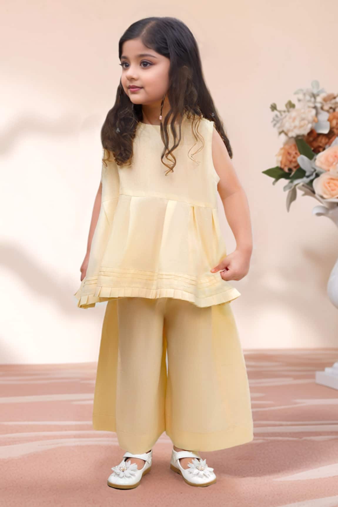 Petite Pomme Pleated Top With Pant