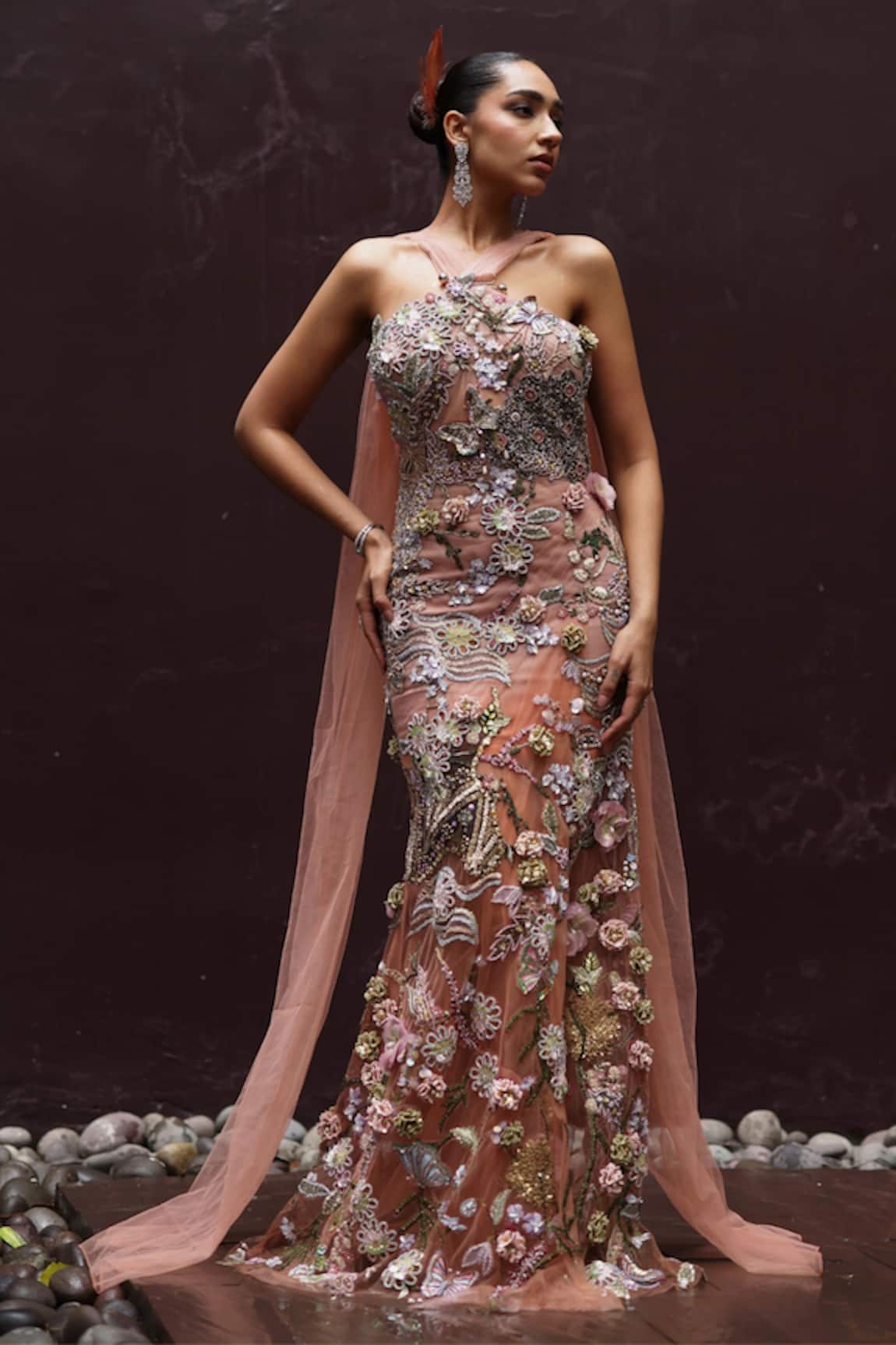 Moledro Gardenia Embroidered Gown