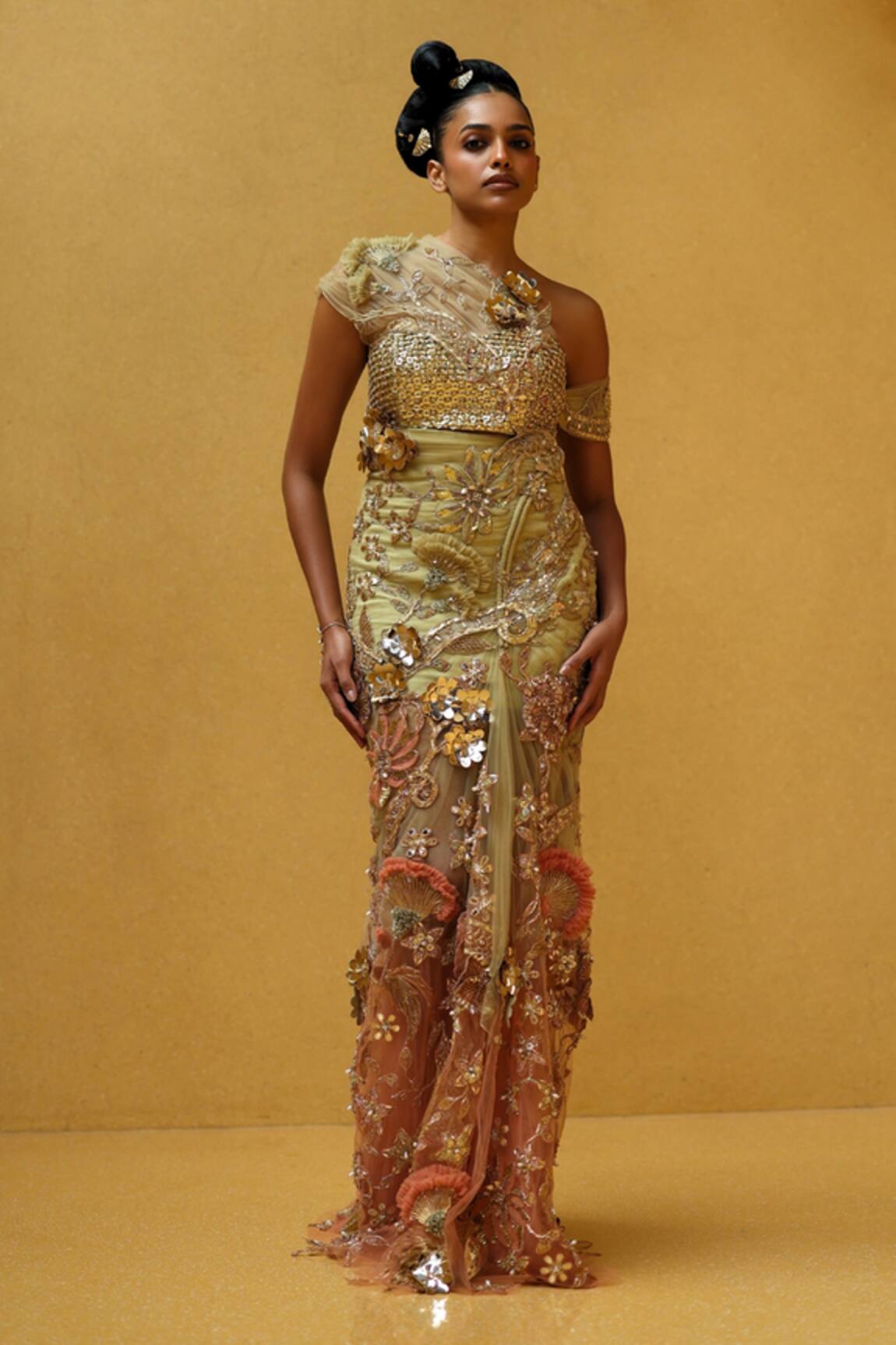 Moledro Oraya Embroidered Metallic Crochet Dress