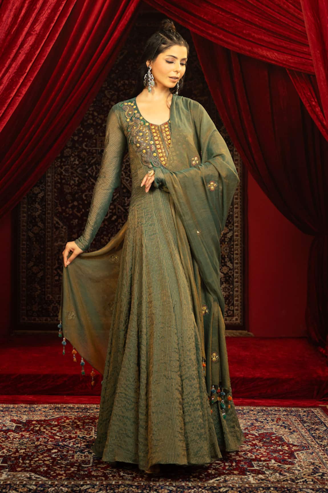 Sonia Baderia Hand Embroidered Anarkali With Dupatta