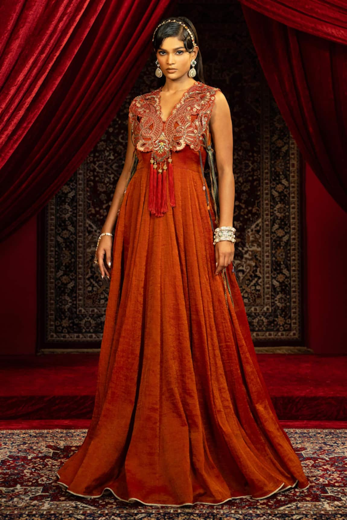 Sonia Baderia Anarkali With Embroidered Cape