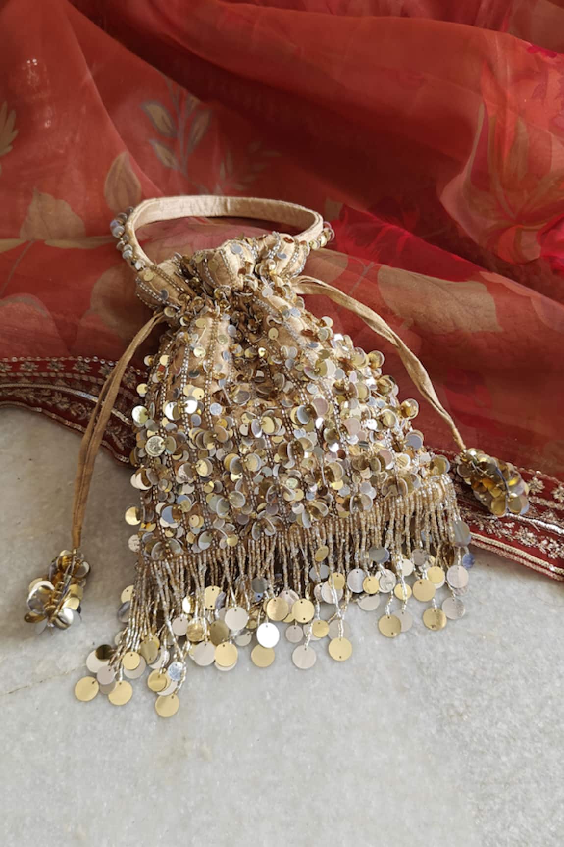 Plode Pataka Sequin Tassel Potli Bag
