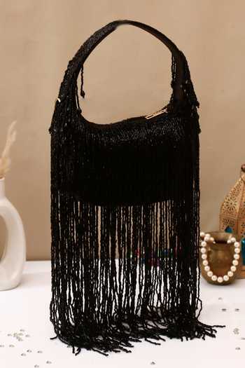 Nazaakat By Samara Singh Beaded Fringe Clutch Bag