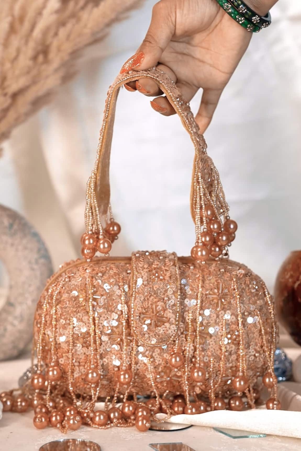 Nazaakat By Samara Singh Sequins & Pearl Embellished Potli Bag
