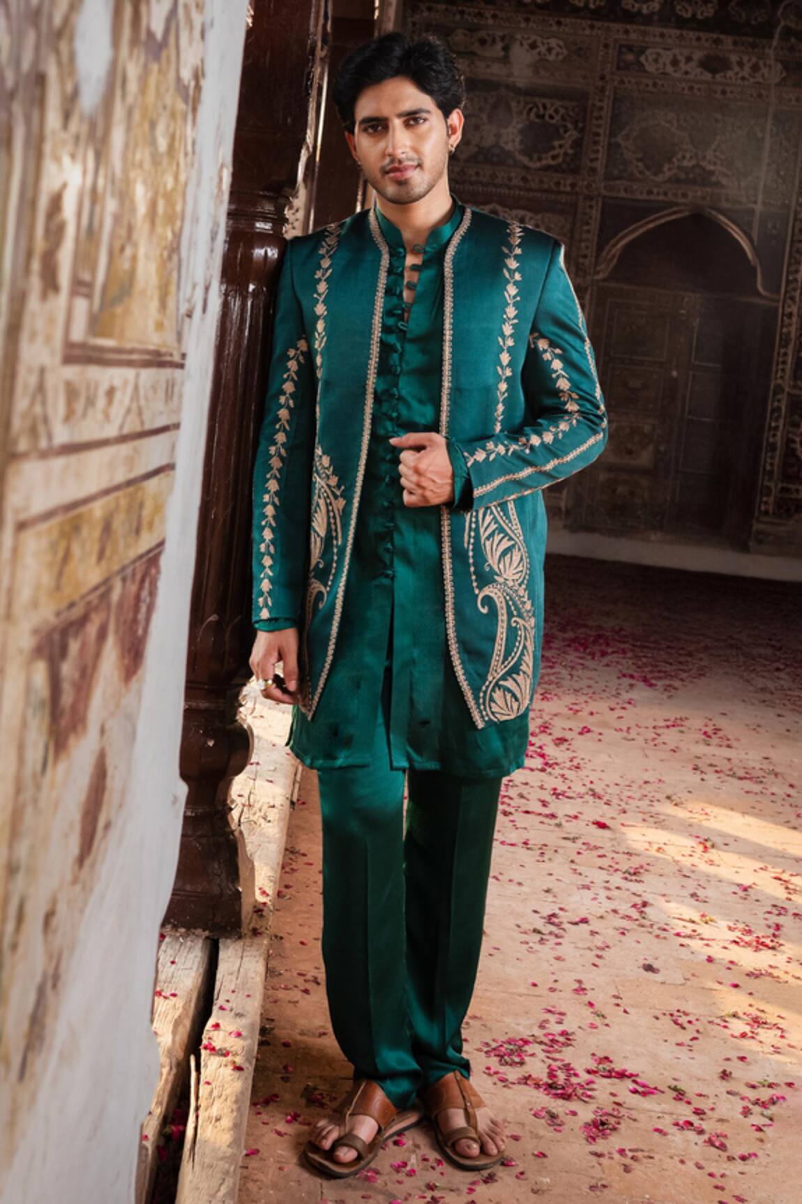 Angad Creations Naseem Thread Work Jacket Kurta Set