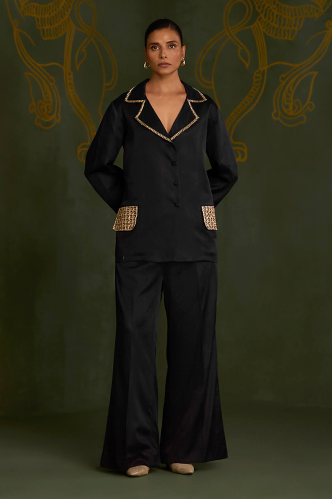 Sitaraa Movika Midnight Blue Embroidered Pant Set