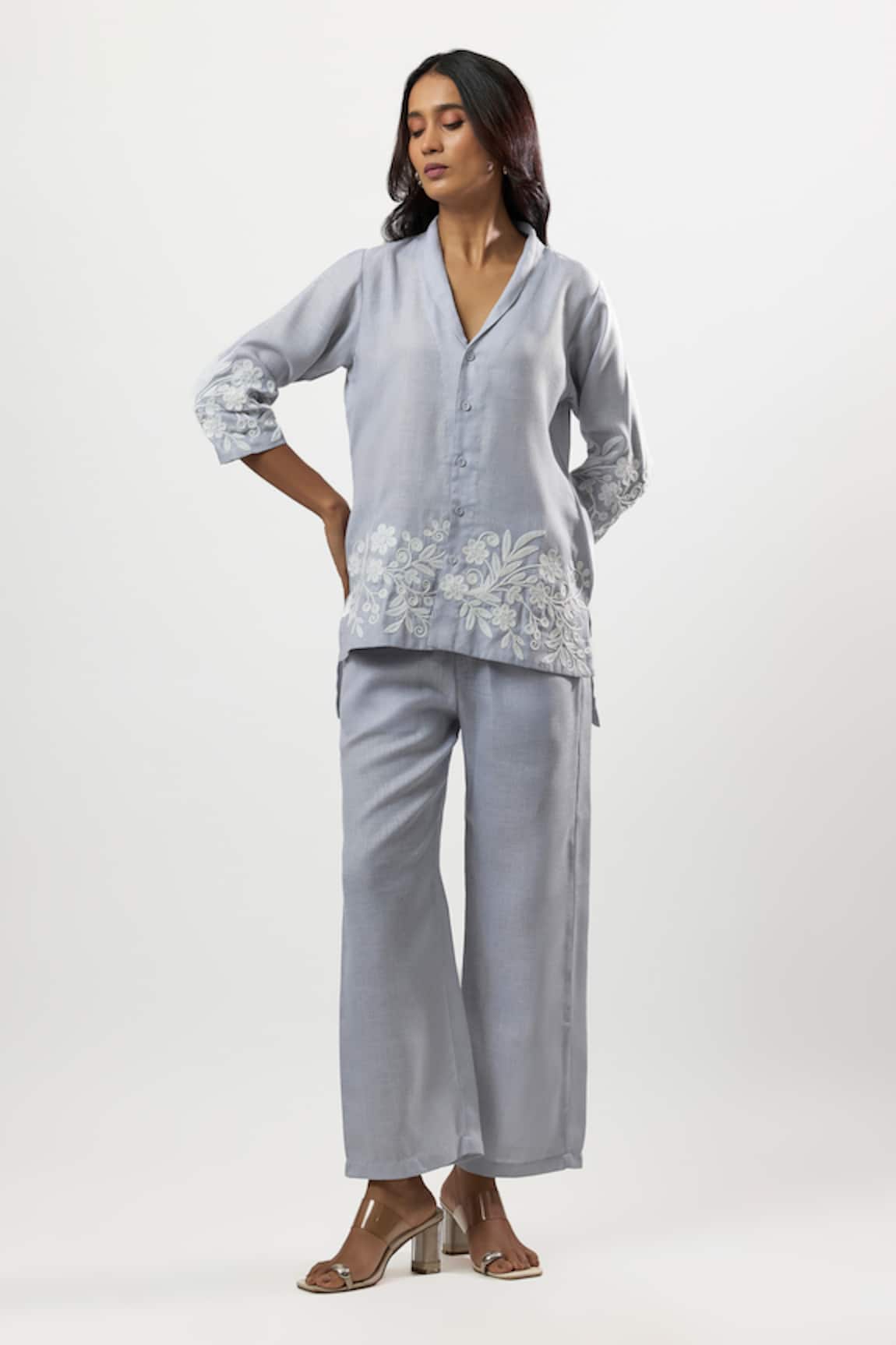 Linera Embroidered Shirt & Pant Set