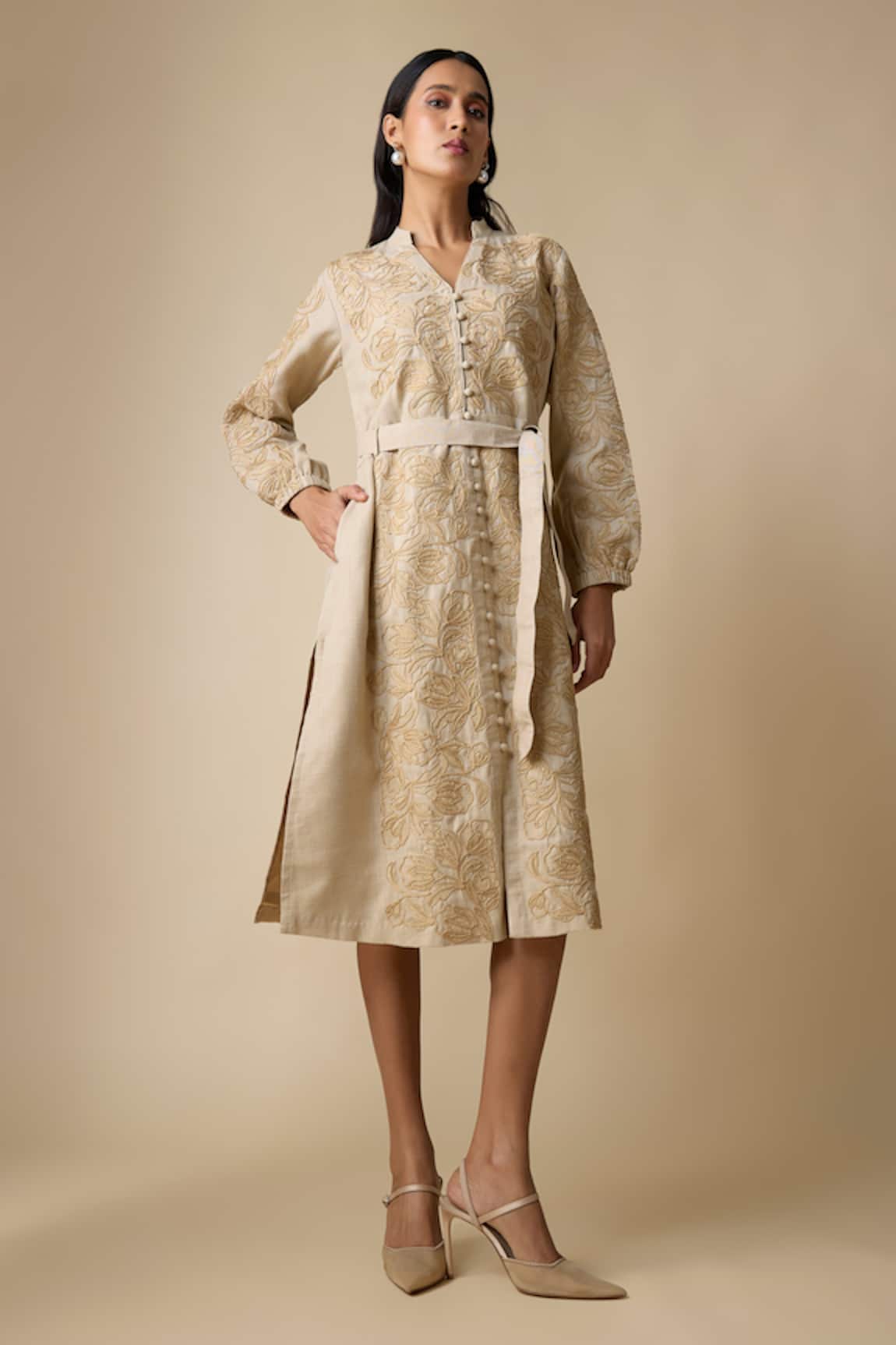 Linera Embroidered Midi Dress