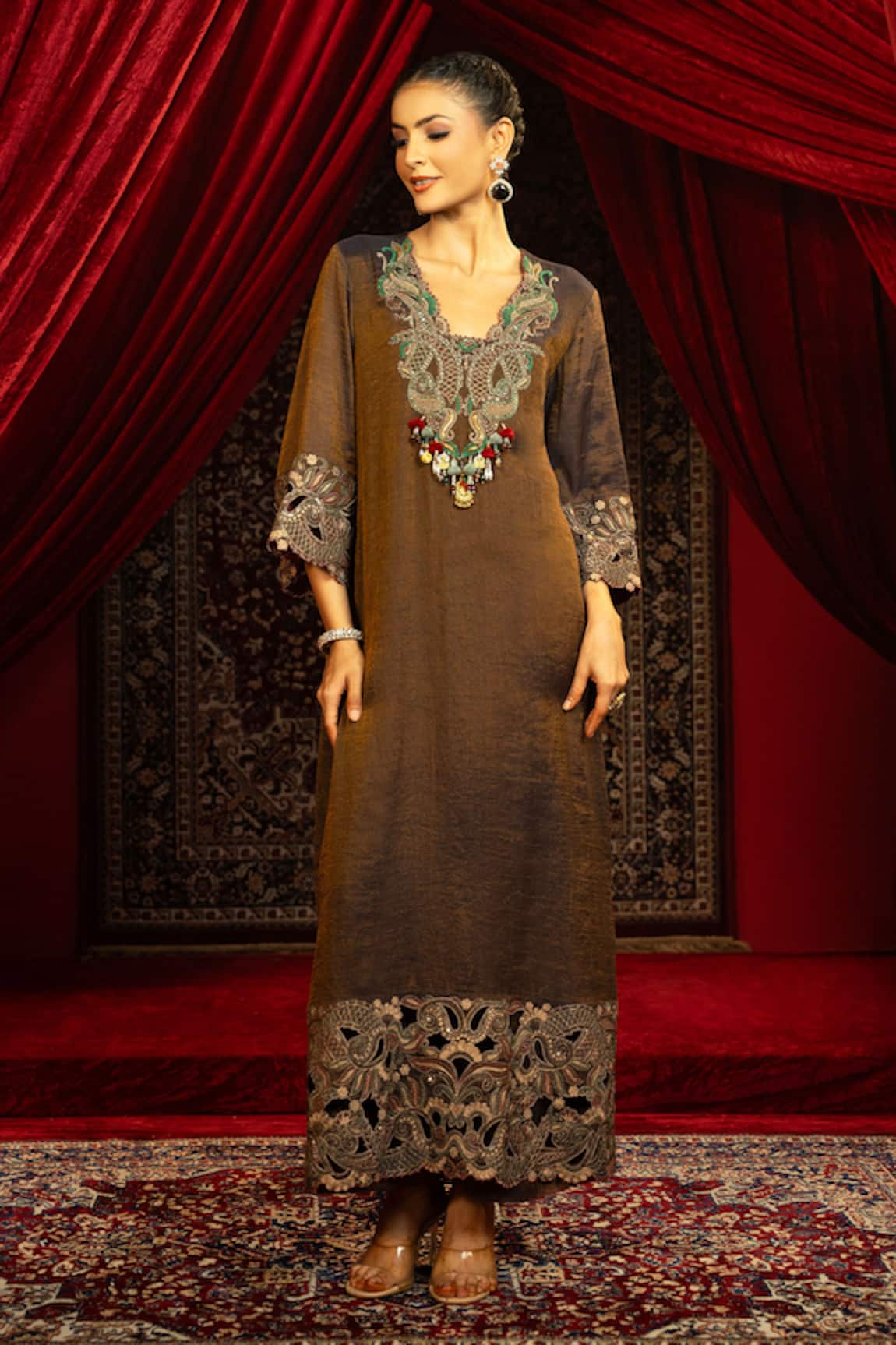 Sonia Baderia Hand Embroidered Kurta & Flared Pant Set
