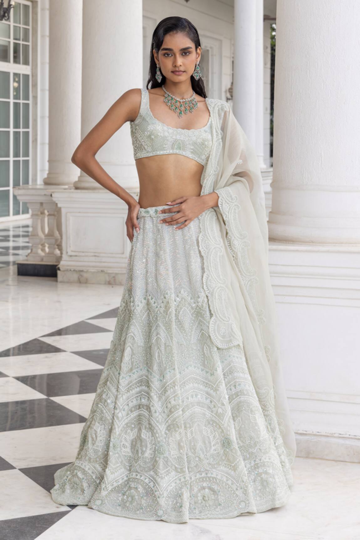 House Of Armuse Embroidered Sequin Lehenga Blouse Set 