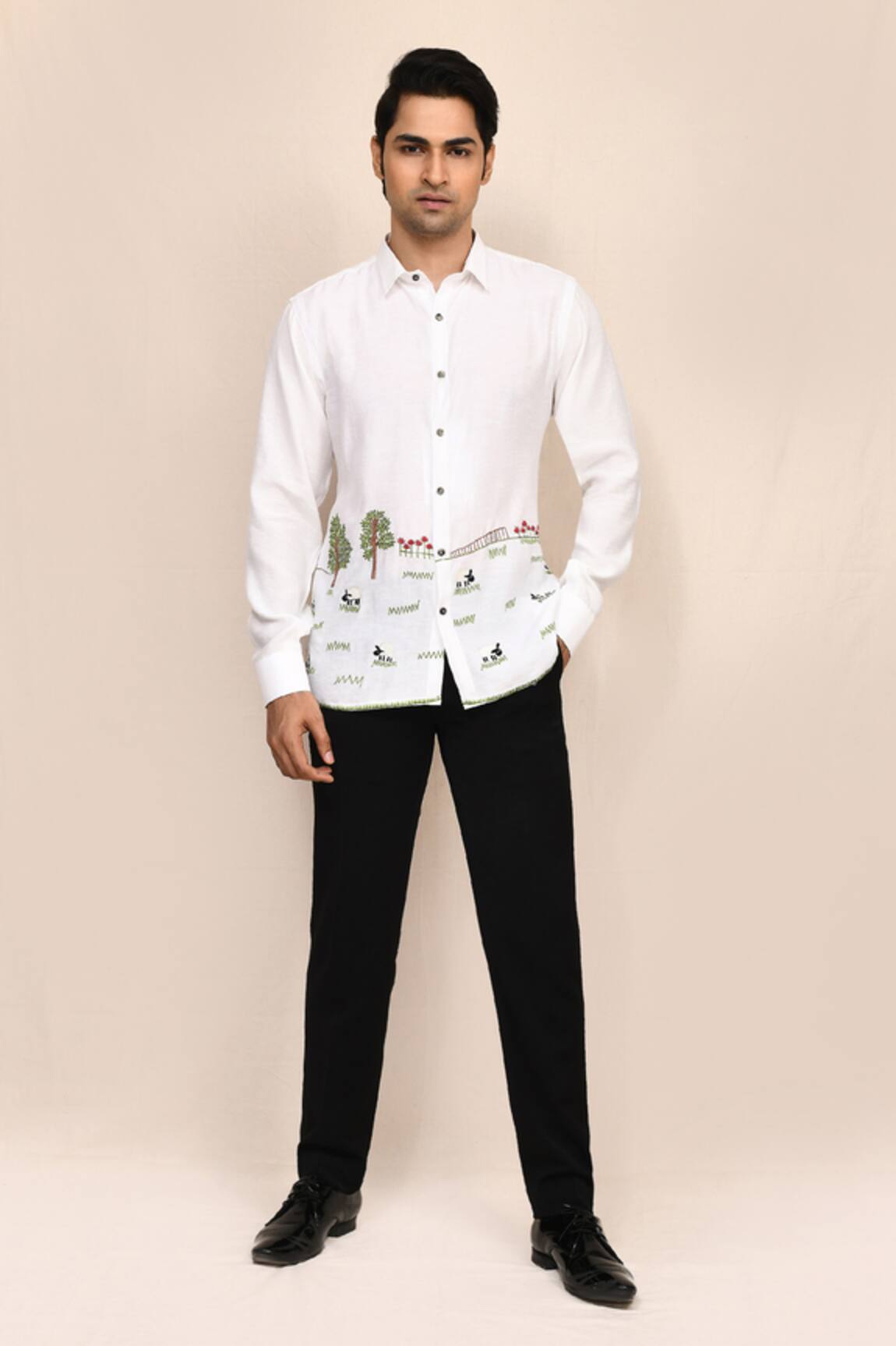 Aryavir Malhotra White Thread Work Shirt 
