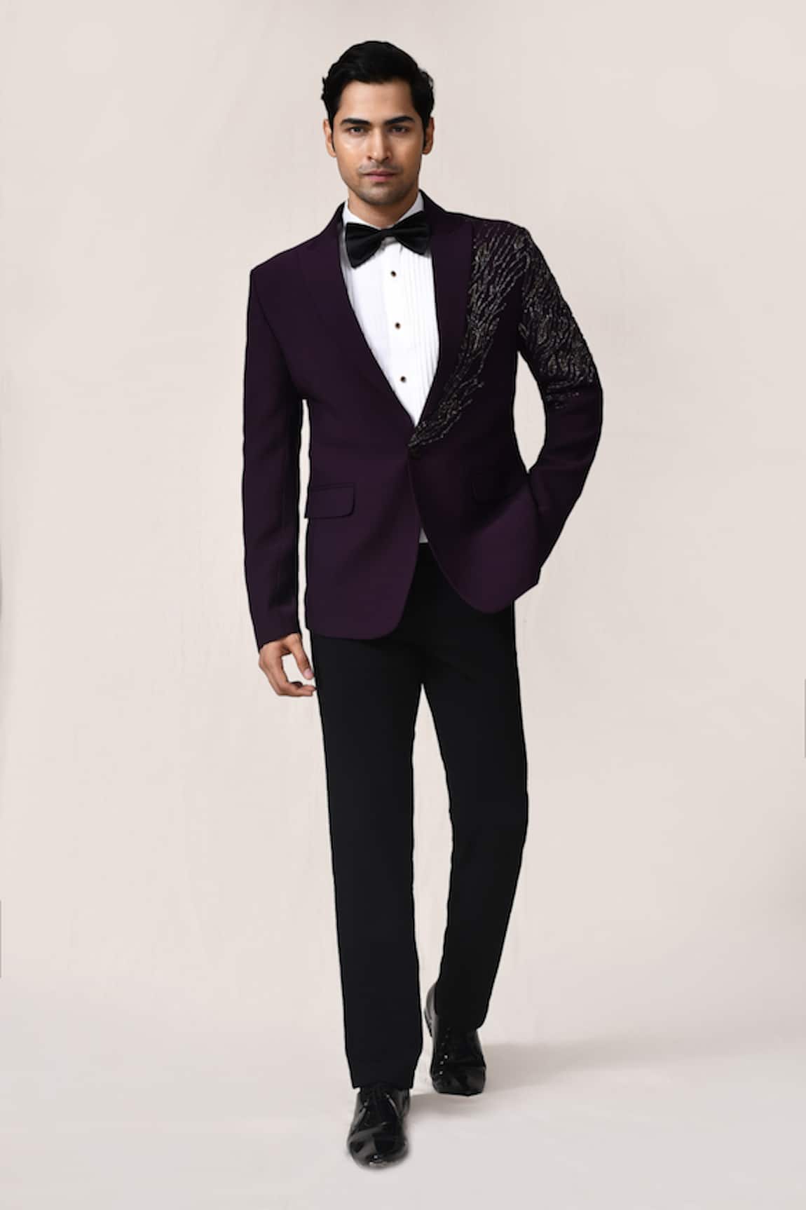 Aryavir Malhotra Dark Purple Jari Work Suit Set 