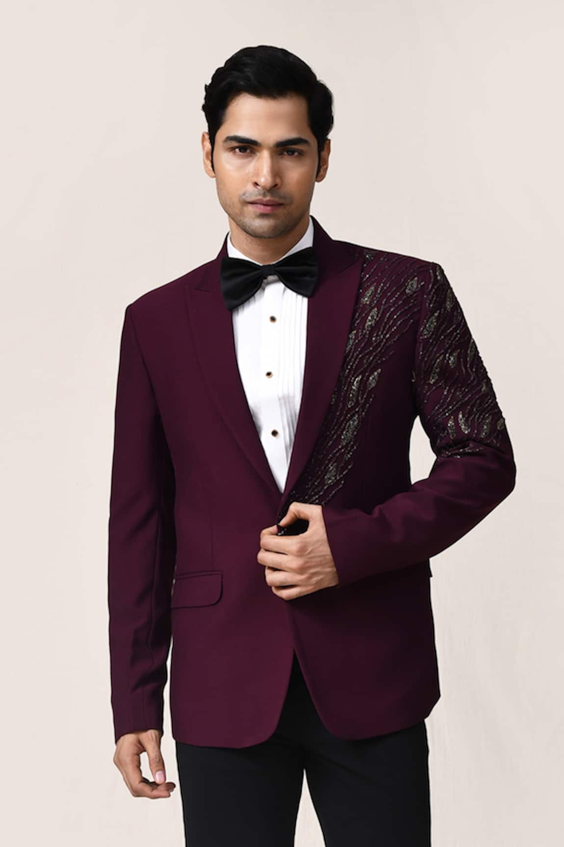 Aryavir Malhotra Wine Jari Work Suit Set