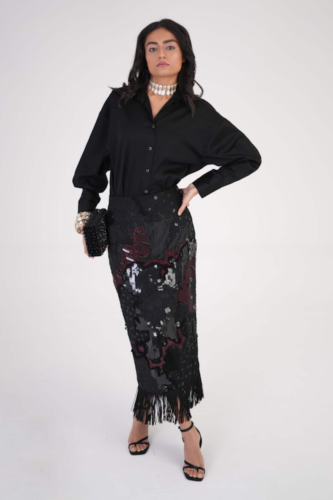 Betrue Artisan Threadwork Embroidered Skirt