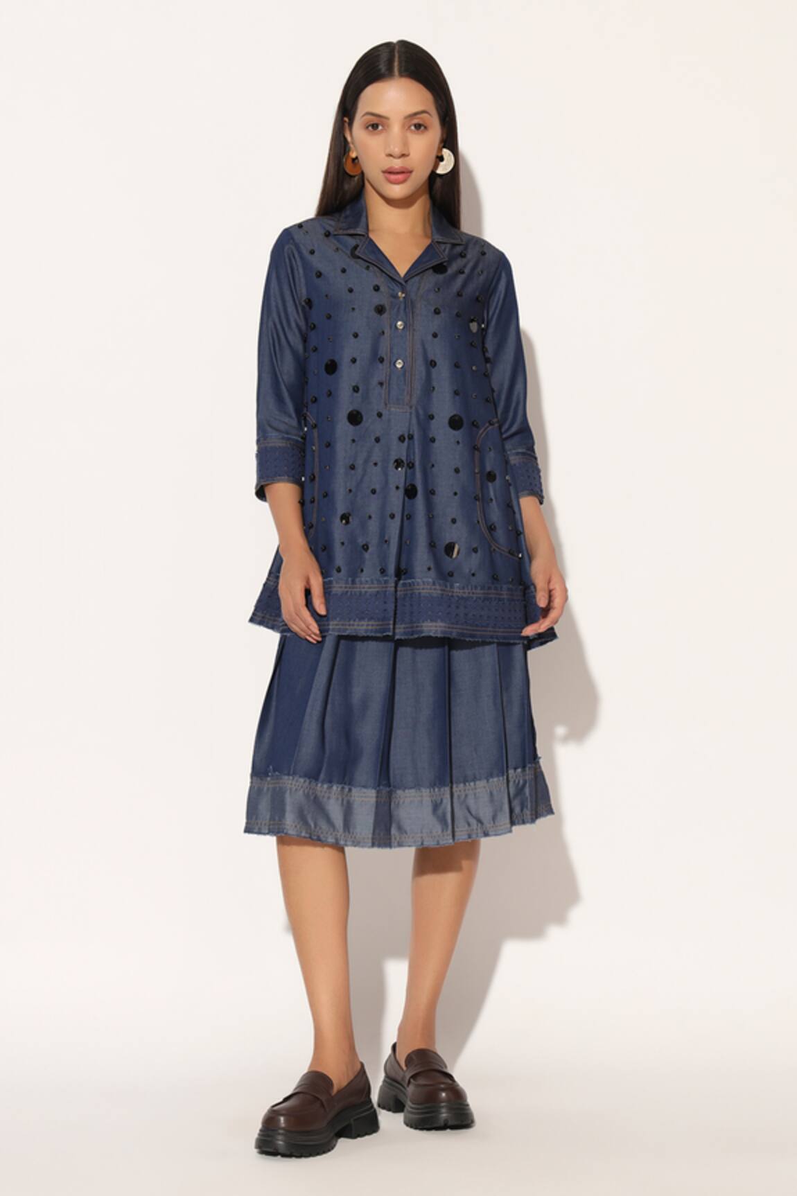 Linetribe_ Zephyraen Denim Top & Skirt Set