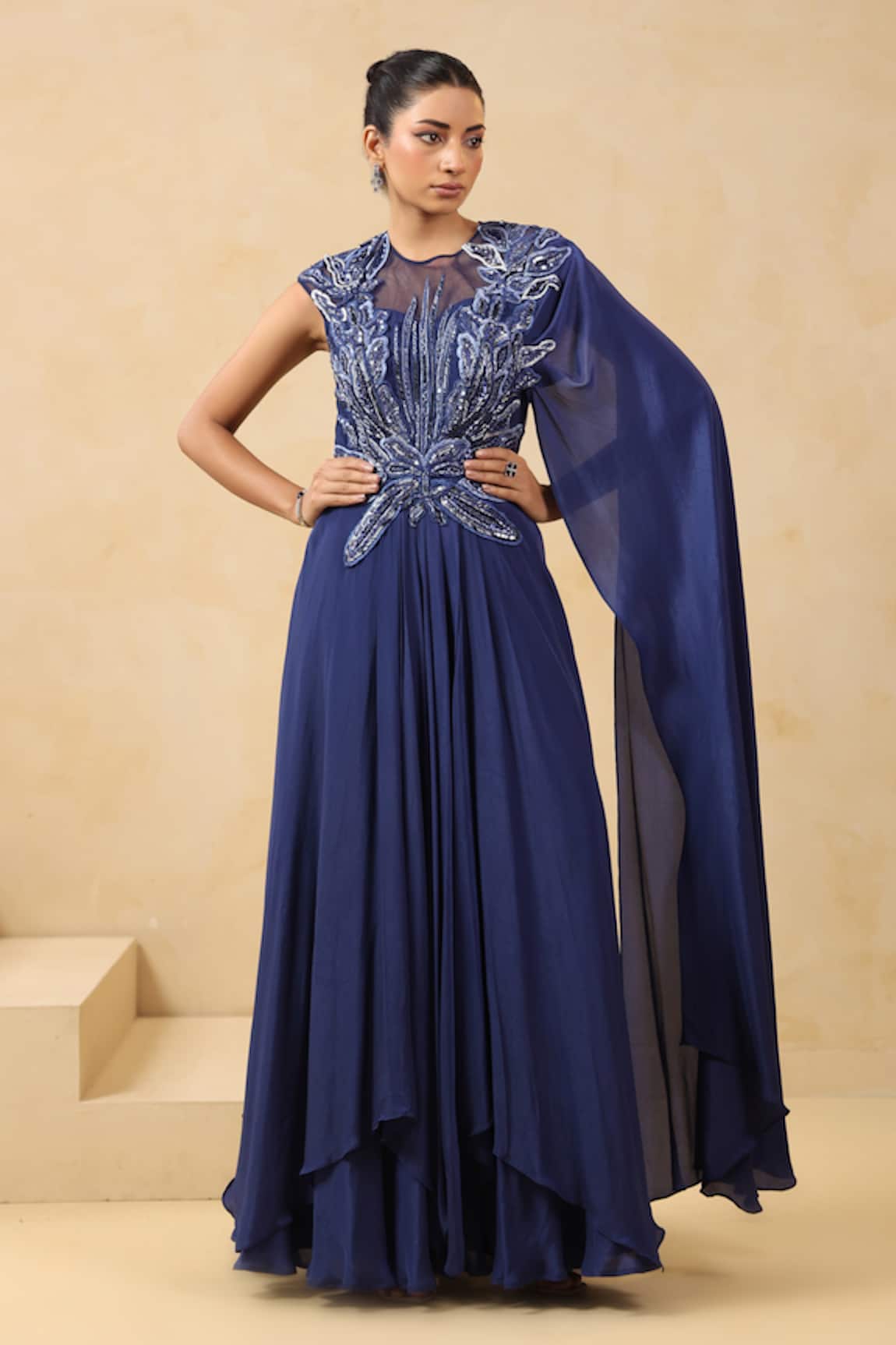 K-Anshika Embroidered Saree Gown 