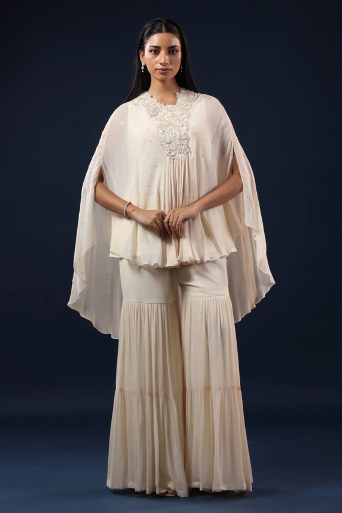 K-Anshika Embroidered Cape Top With Palazzo 