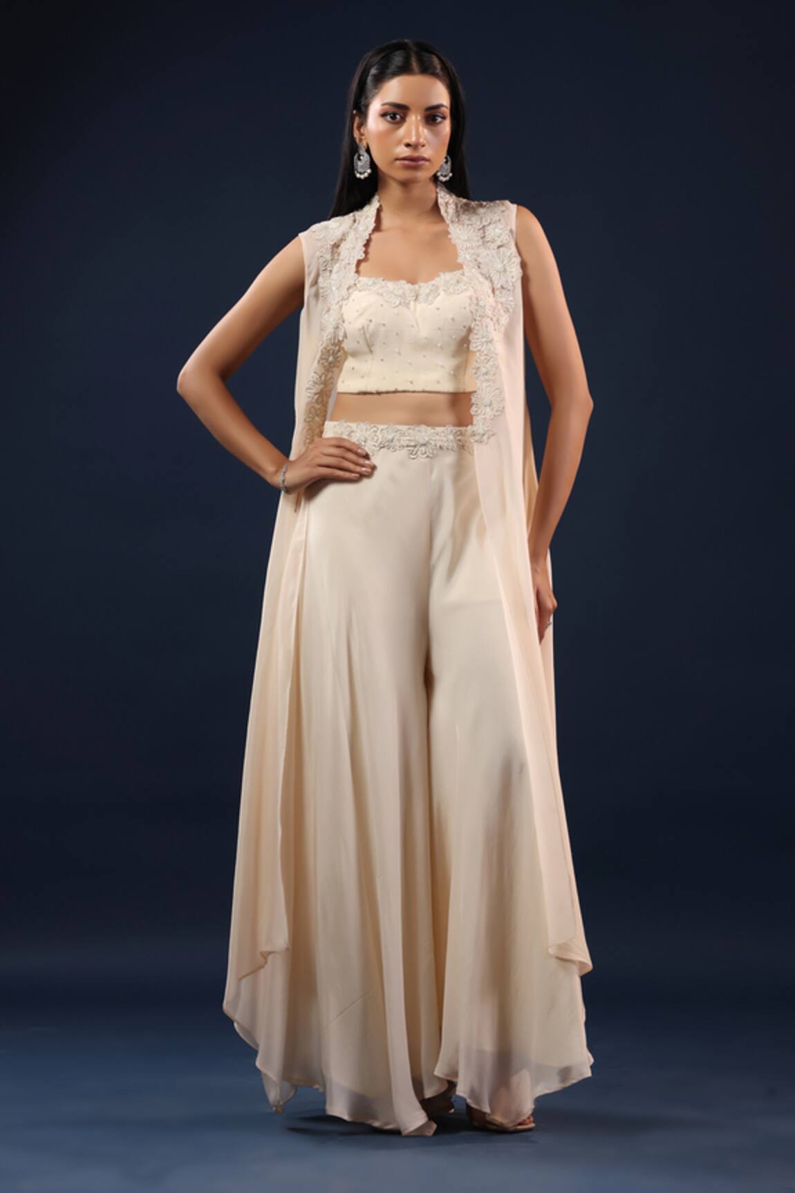 K-Anshika Embroidered Jacket Palazzo Set 