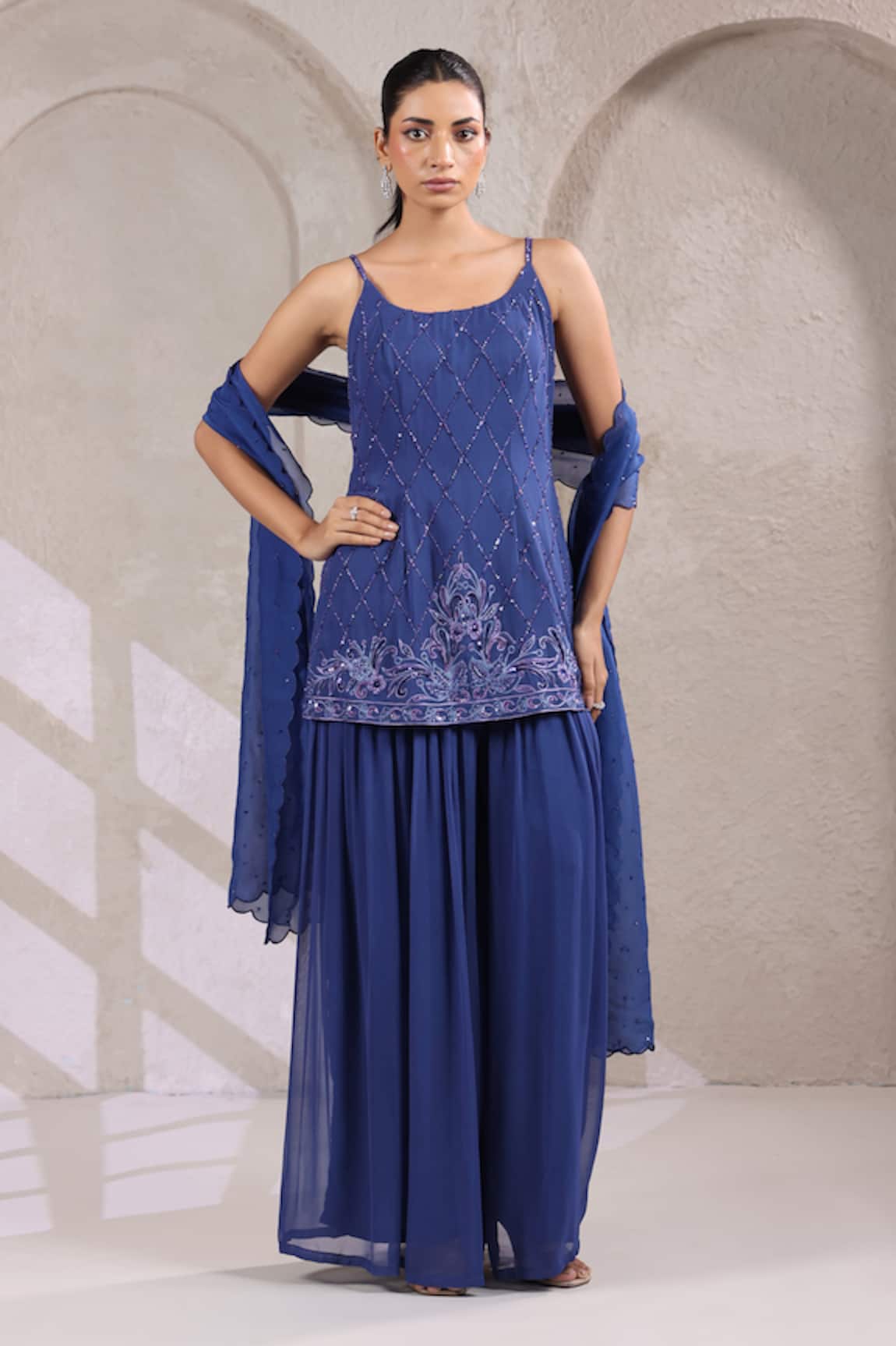 K-Anshika Sequin Work Kurta Sharara Set 