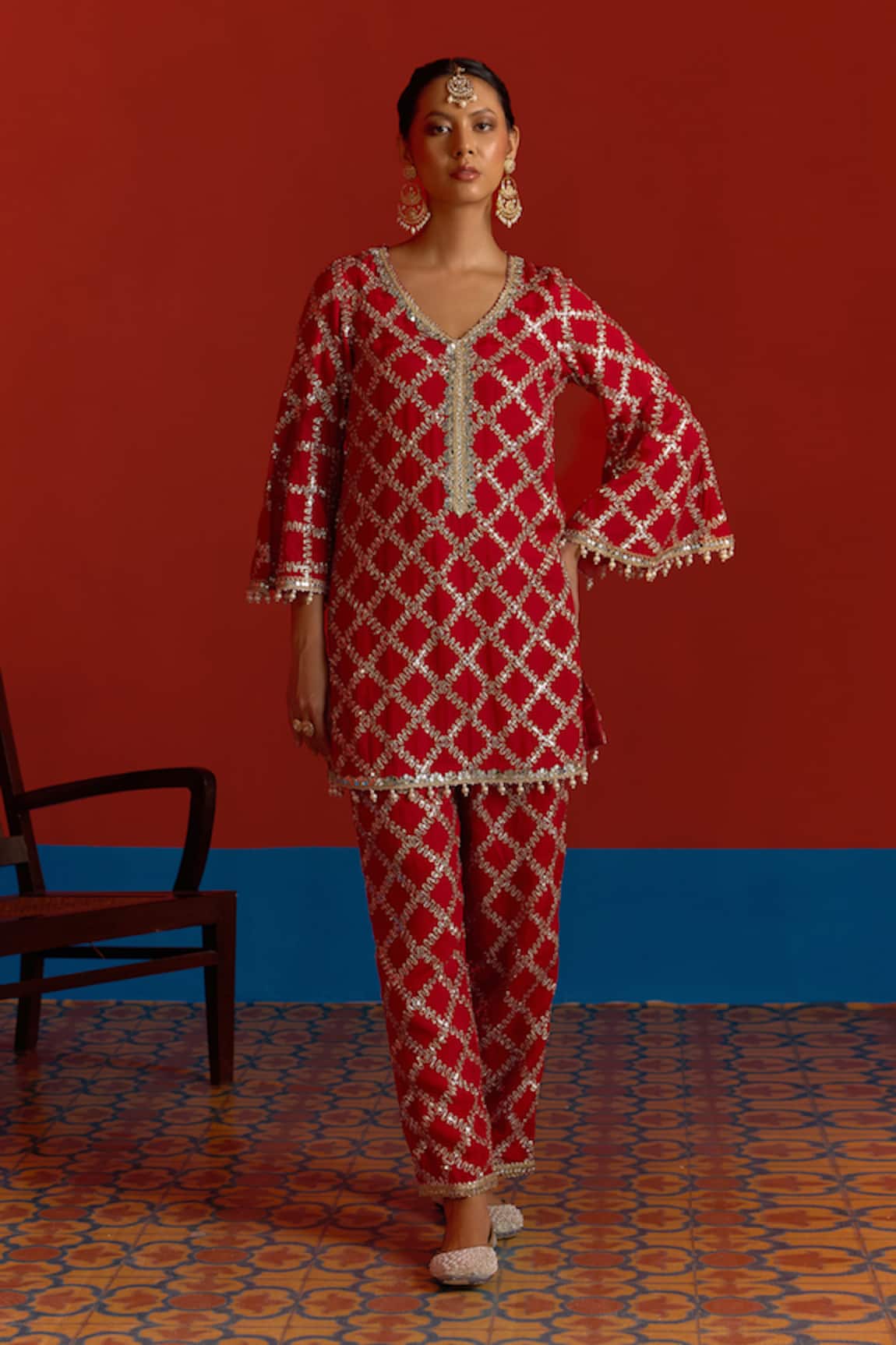 Mustard Moon By Neyha And Vrinda Gota Embroidered Kurta & Pant Set