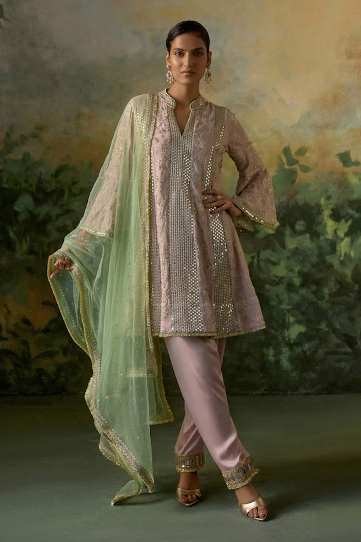 Mustard Moon By Neyha And Vrinda Embroidered Sequin Kurta Salwar Set