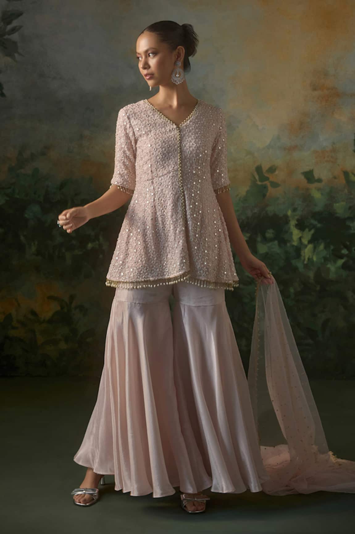 Mustard Moon By Neyha And Vrinda Pearl Embroidered Kurta Sharara Set