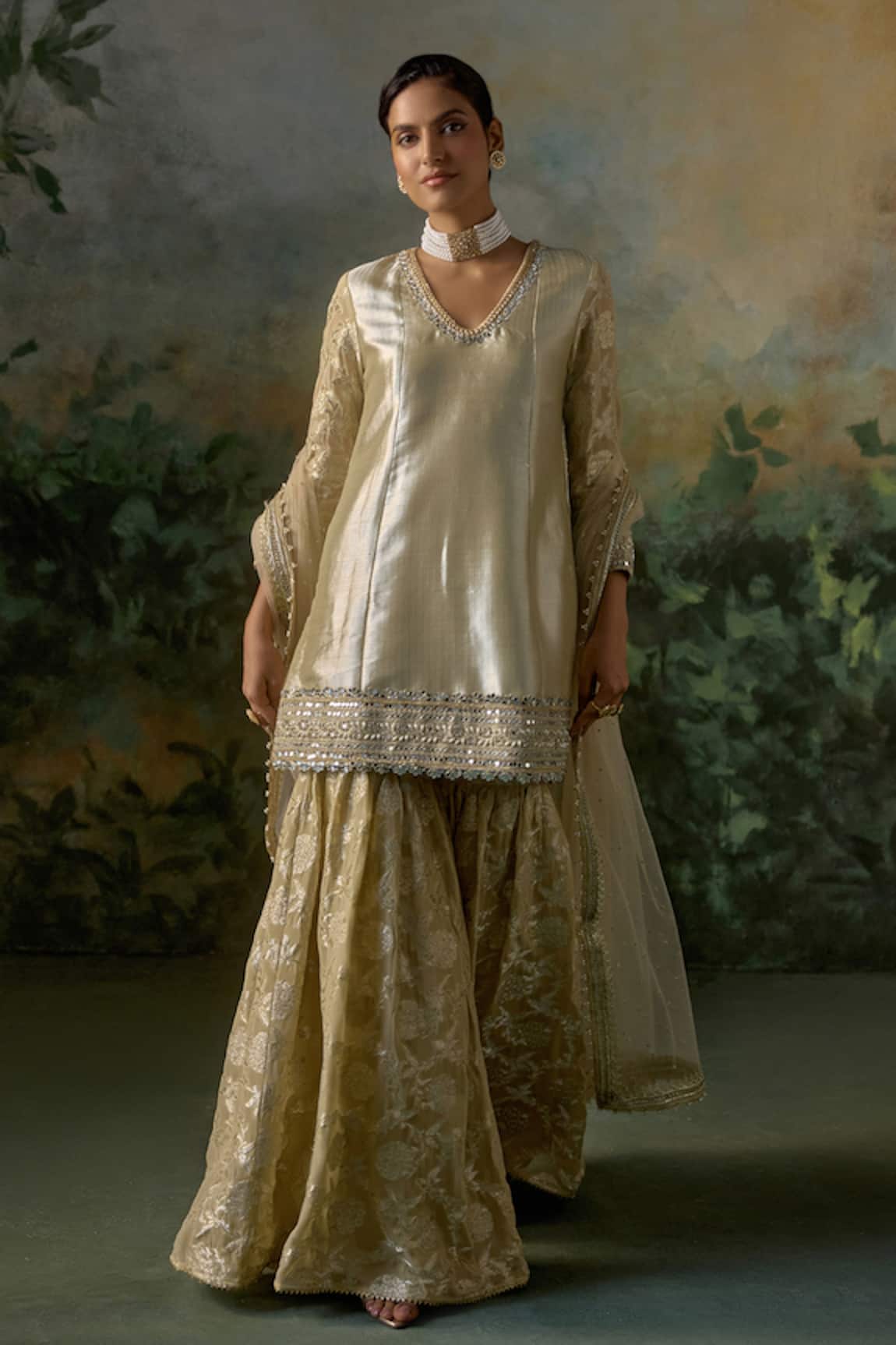 Mustard Moon By Neyha And Vrinda Brocade Kurta Sharara Set