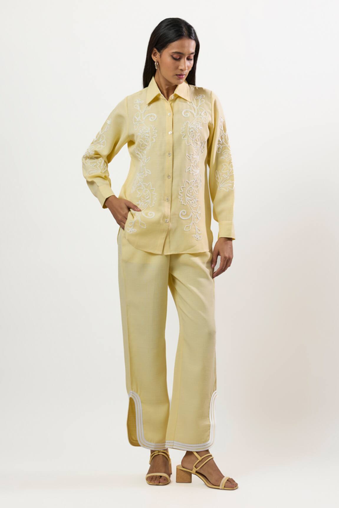 Linera Embroidered Turkish Linen Shirt & Pant Set