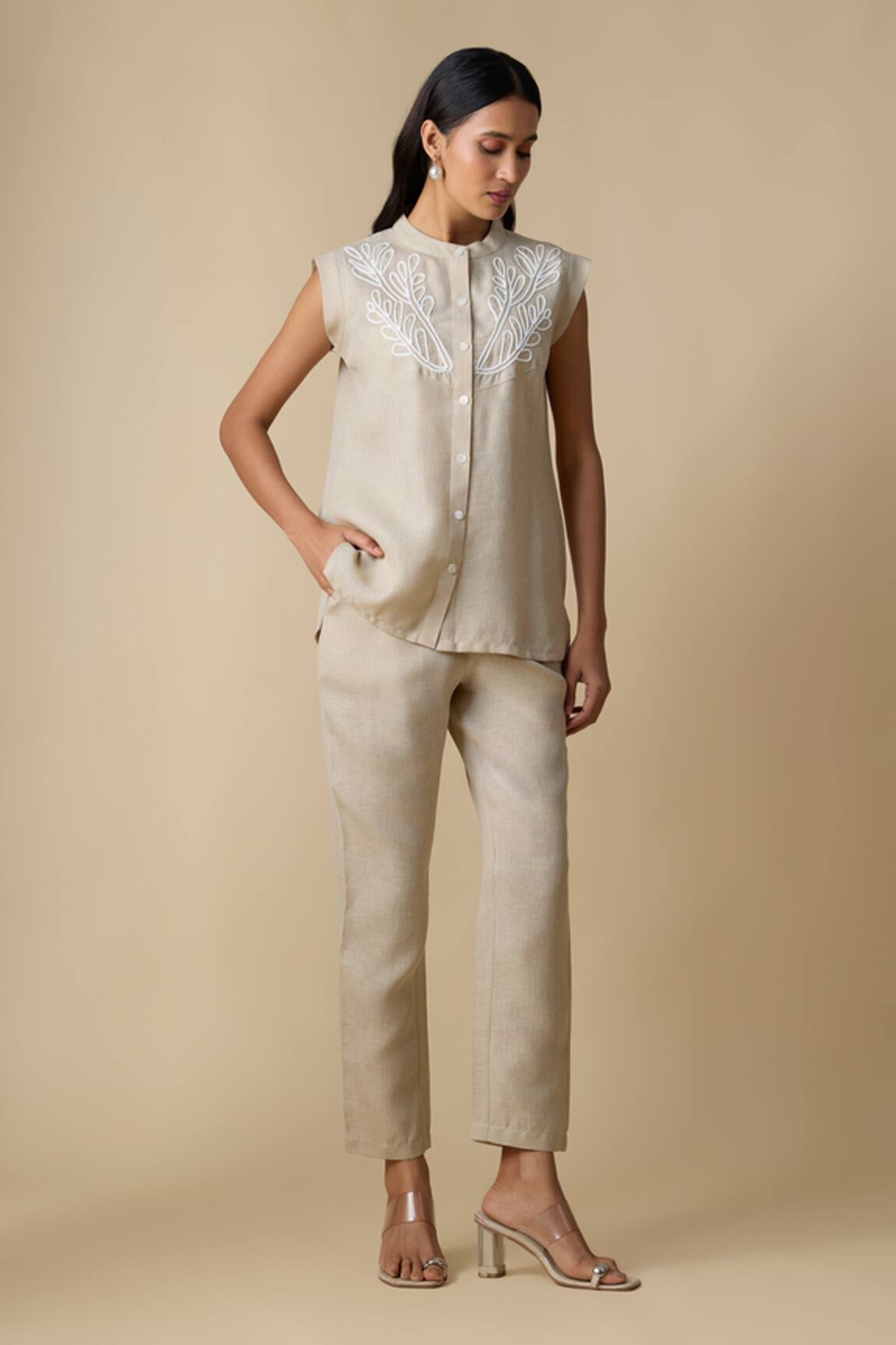 Linera Embroidered Waistcoat & Pant Set