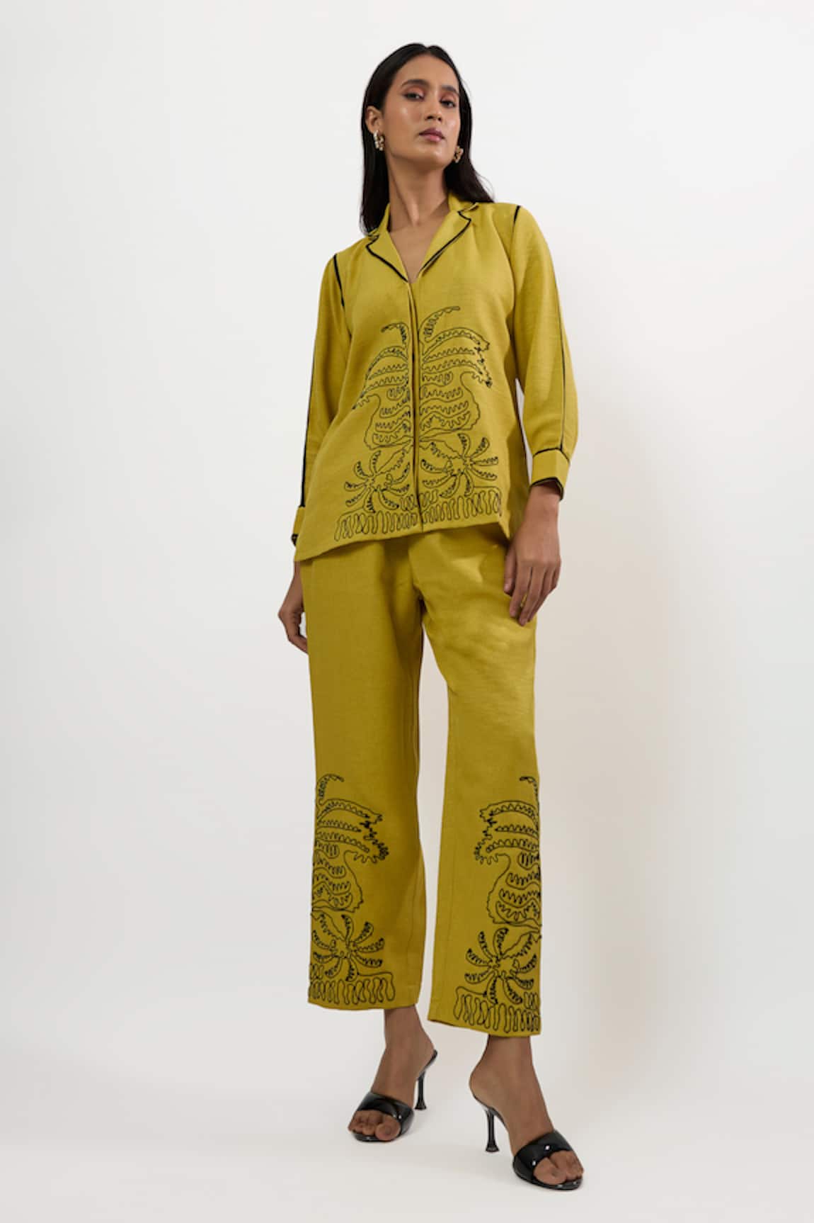 Linera Embroidered Shirt & Pant Set