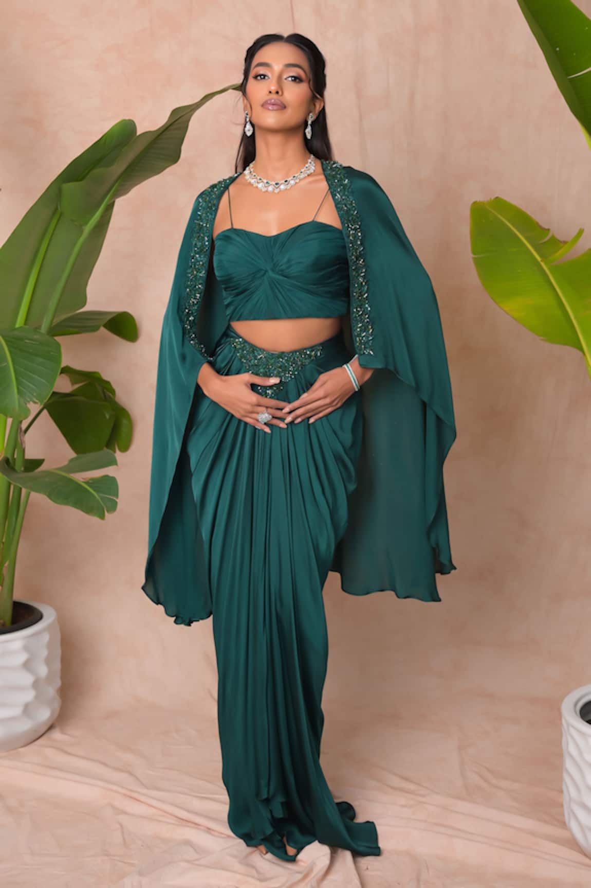 Vridhi Somaani Amara Long Cape & Skirt Set 