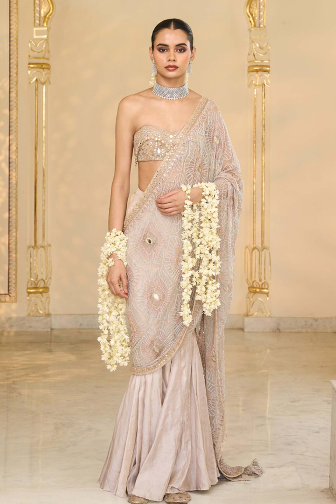 Arpita Mehta Tissue Godet Hand Embroidered SARI Set 