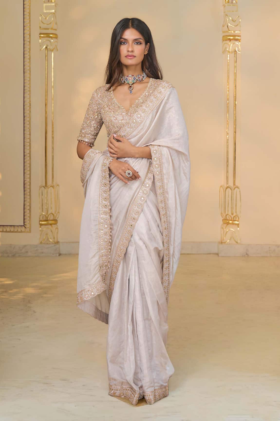 Arpita Mehta Tissue Hand Embroidered Classic Sari Set