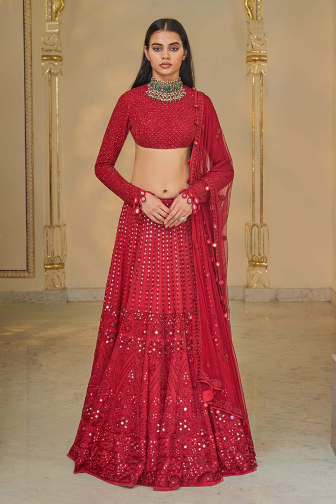 Arpita Mehta Hand Embroidered Linear Lehenga Set