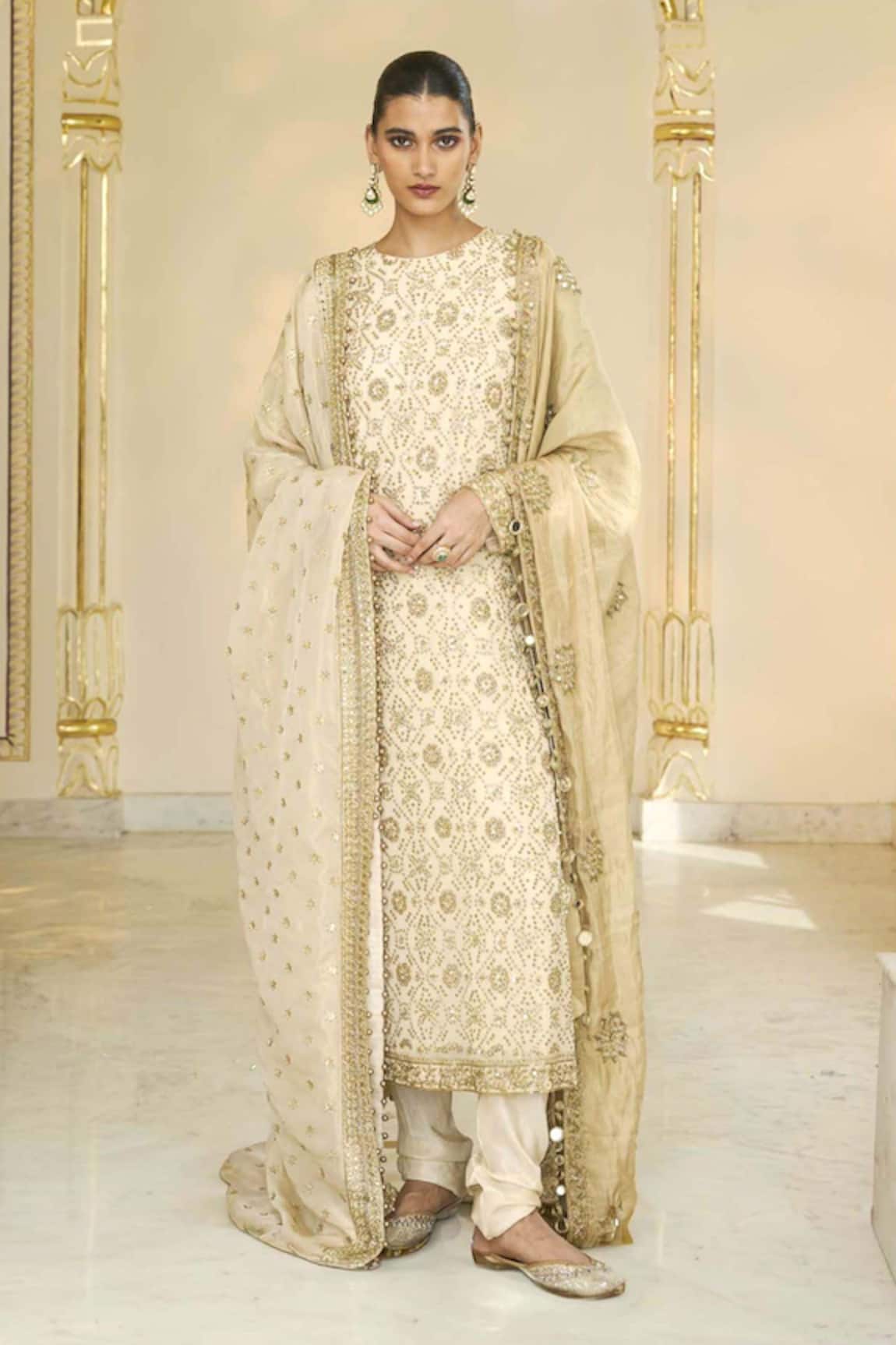 Arpita Mehta Bandhani Kurta Churidar & Tissue Dupatta Set