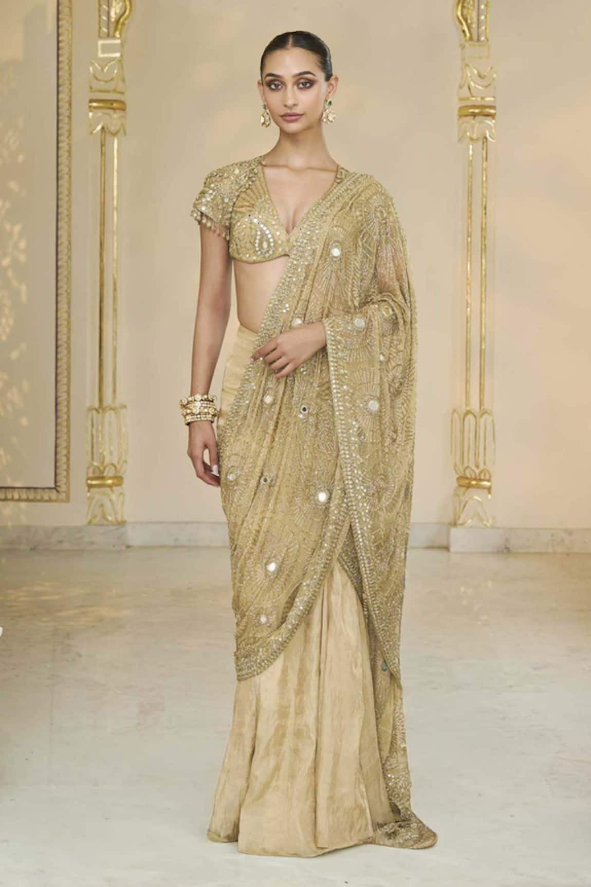 Arpita Mehta Tissue Godet Pre-Draped Sari & Blouse Set 