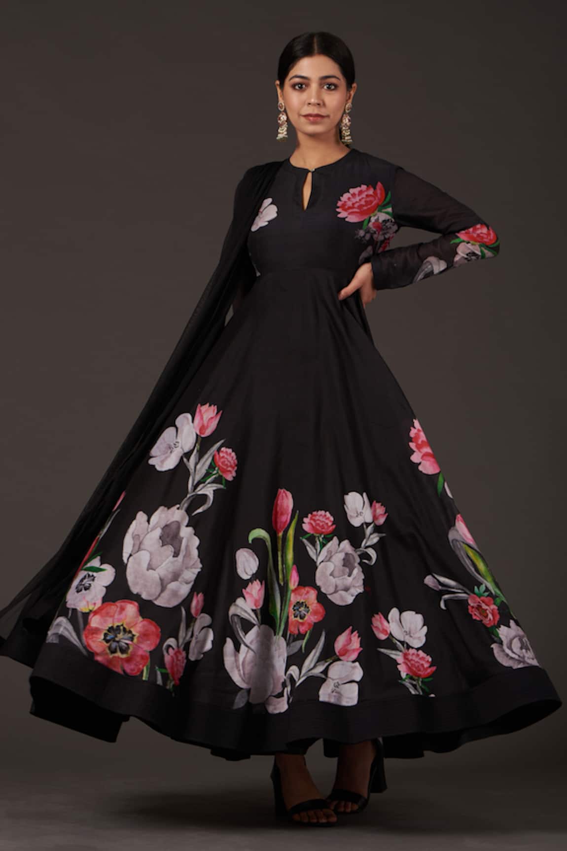 Balance By Rohit Bal Chanderi Floral Digital Print Anarkali Set