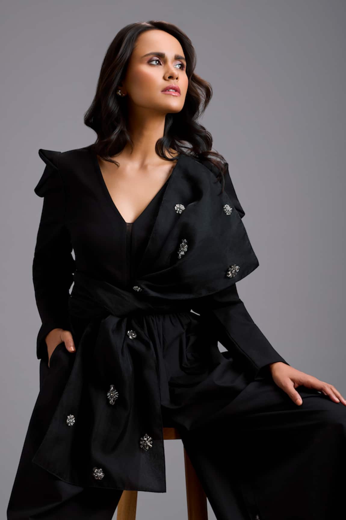 Deepika Arora Structured Jumpsuit With Embellished Belt