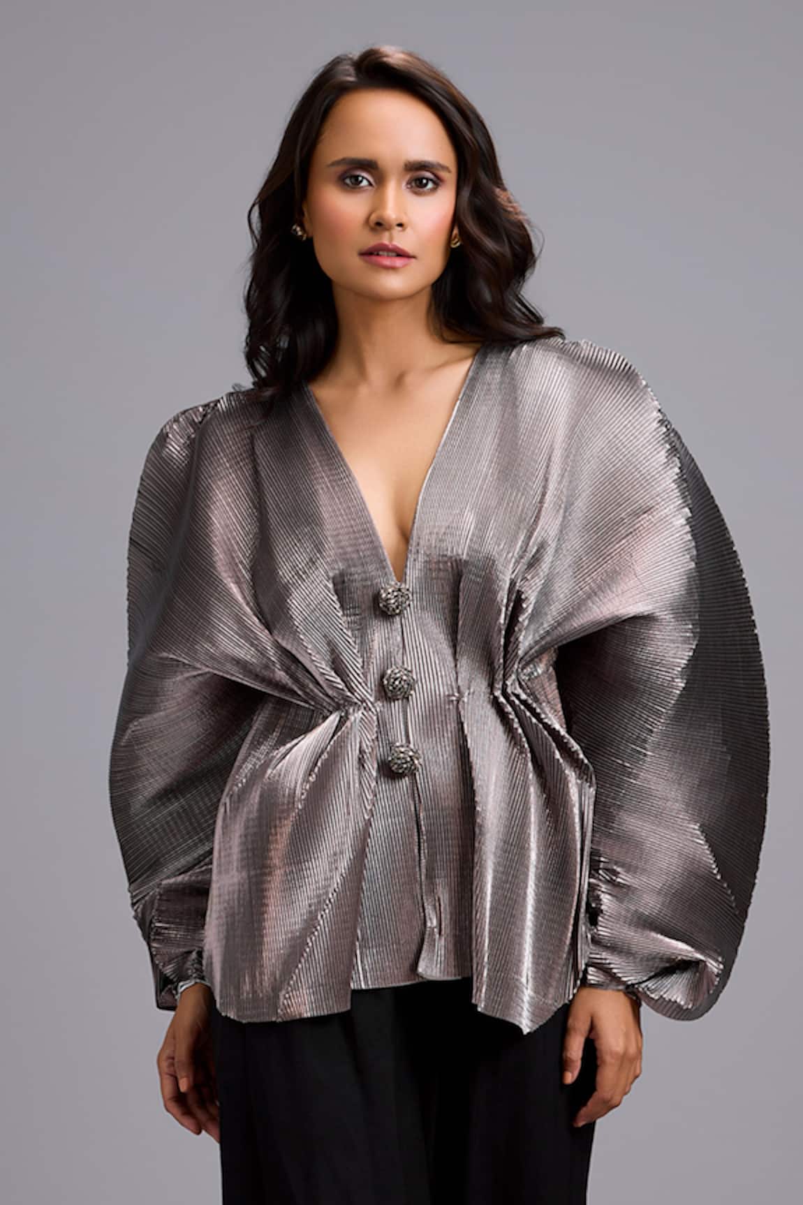 Deepika Arora Pleated Peplum Top