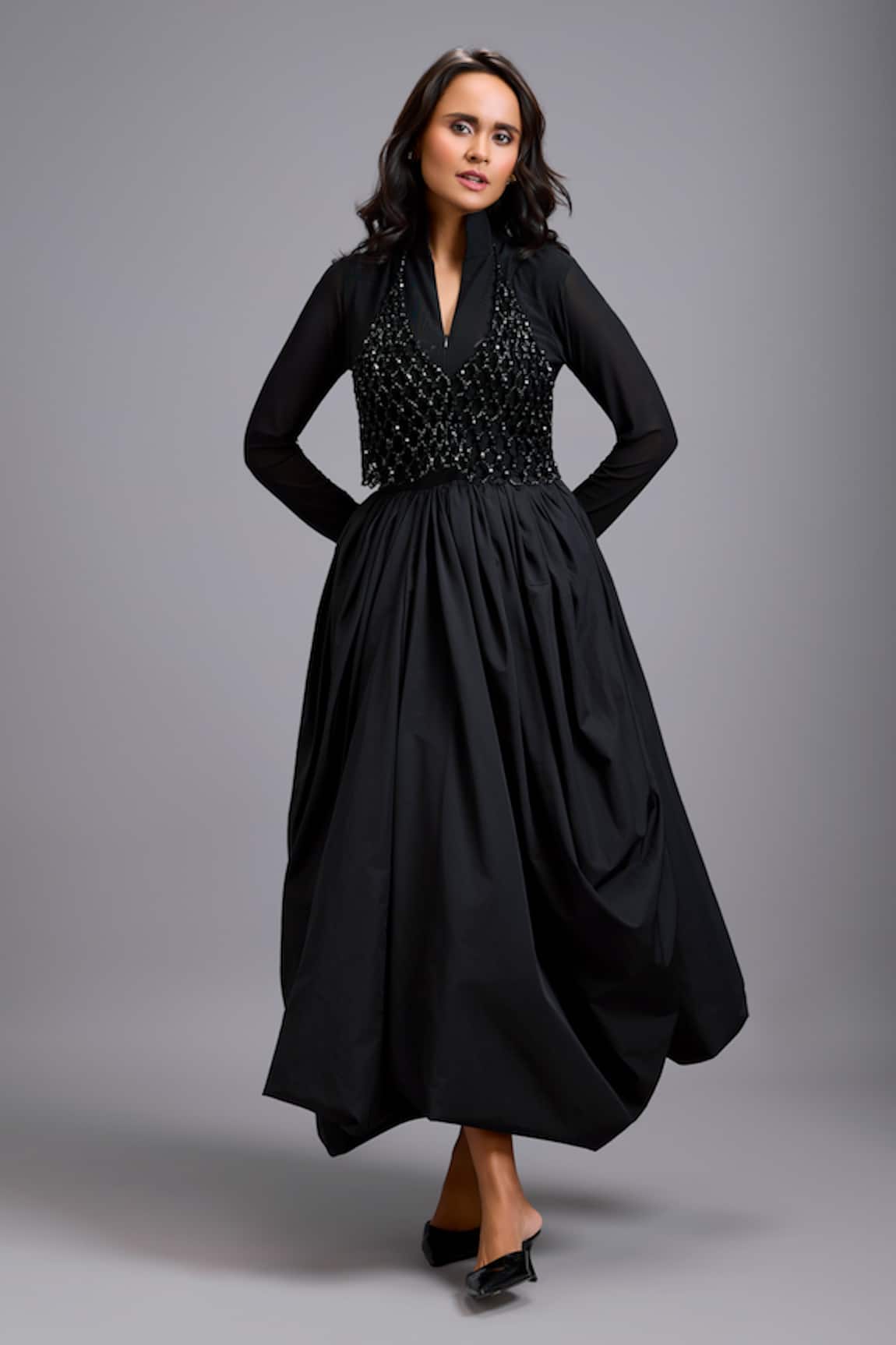 Deepika Arora Fit & Flare Dress With Jacket 