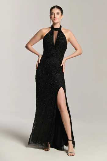 Bling Empire Black Mirage Embellished Gown 