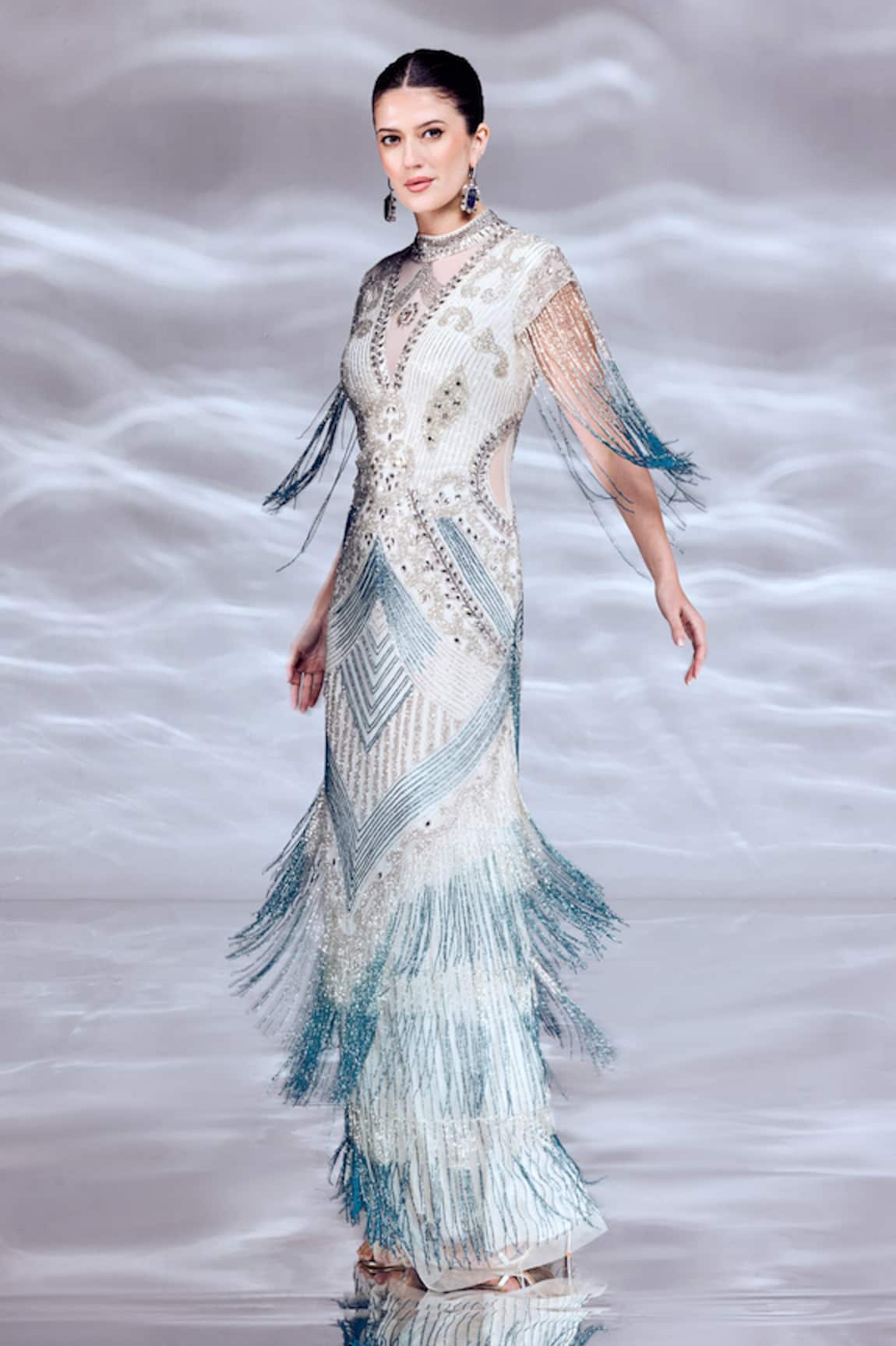 Bling Empire Ombre Necklace Gown