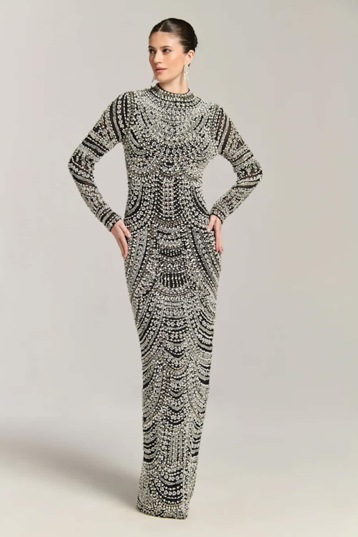 Bling Empire Platinum Embellished Gown