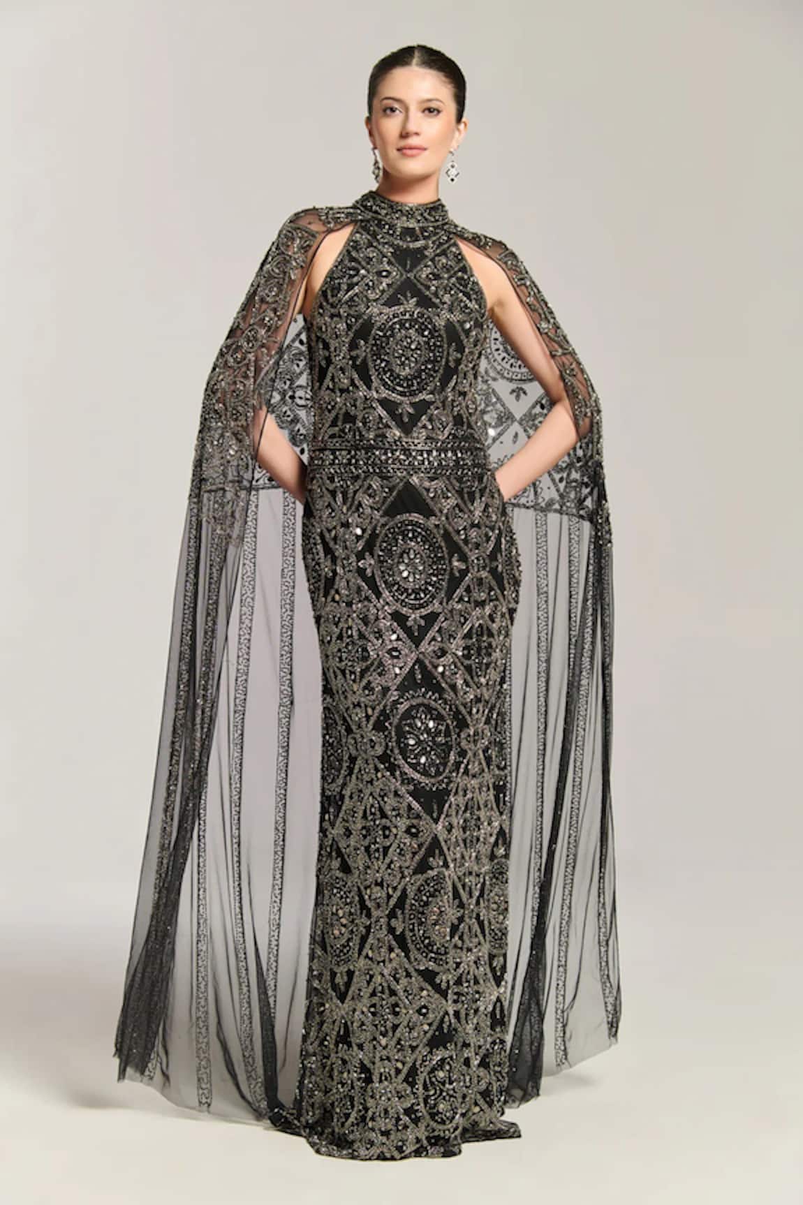 Bling Empire Stardust Queen Cape Gown